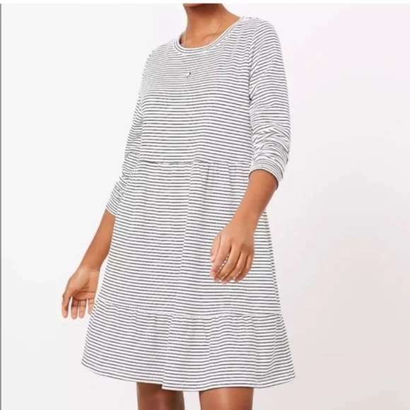LOFT Dresses & Skirts - Loft large white and black striped dress